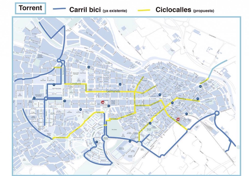 Plano de Ciclocalles presentadas en febrero de 2015 por Santiago Miquel