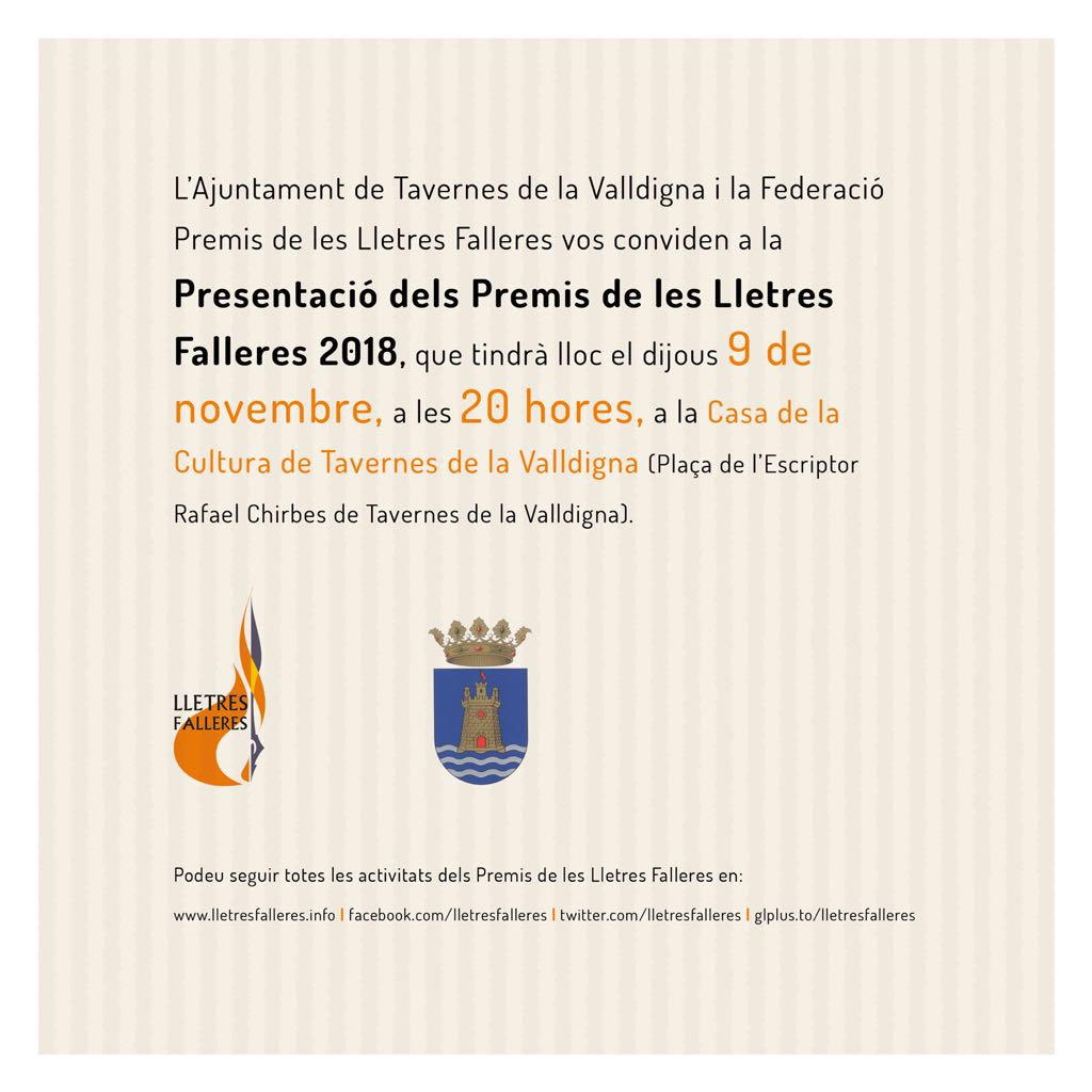La COMFET entregará premio al llibret infantil en el concurso de Lletres Falleres 2018