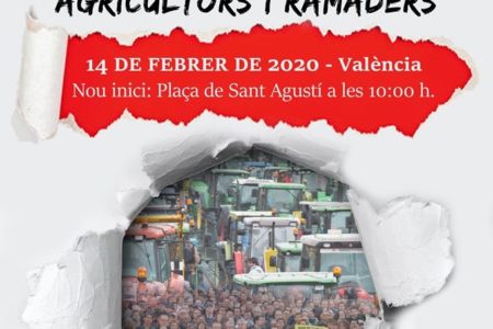 Los agricultores valencianos llaman a la manifestación y tractorada del 14 de febrero a las 10h en Pl. San Agustín