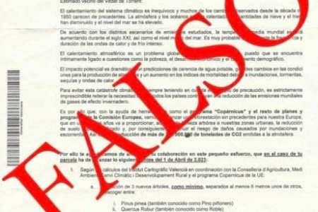 Vecinos del Vedat reciben una carta falsa firmada por la Consellera para que reforesten