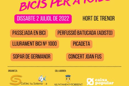 El Col·lectiu Soterranya entregará la bici número 1000 del proyecto «Bicis per a Totes»