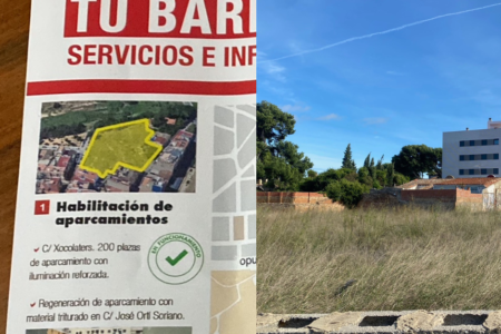 El PSOE afirma que el solar lleno de suciedad en la C/Xocolaters es un aparcamiento en funcionamiento