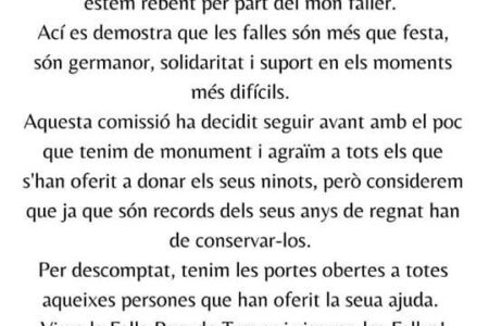 El artista fallero de Parc de Trénor les deja plantados