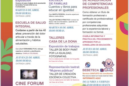 La Casa de la Dona presenta actividades complementarias para el mes de abril