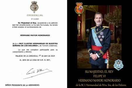 El Rey Felipe VI, hermano mayor honorario de la M.I. Hermandad de la Virgen de los Dolores