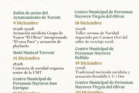 Torrent celebra la Navidad con un programa especial para sus mayores