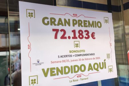 Un vecino de Torrent gana 72.183 € con un boleto de Bonoloto en la administración “La Rosa”