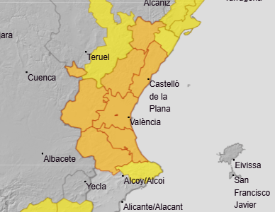 AEMET anuncia aviso naranja en la zona de Torrent para el miércoles por el temporal